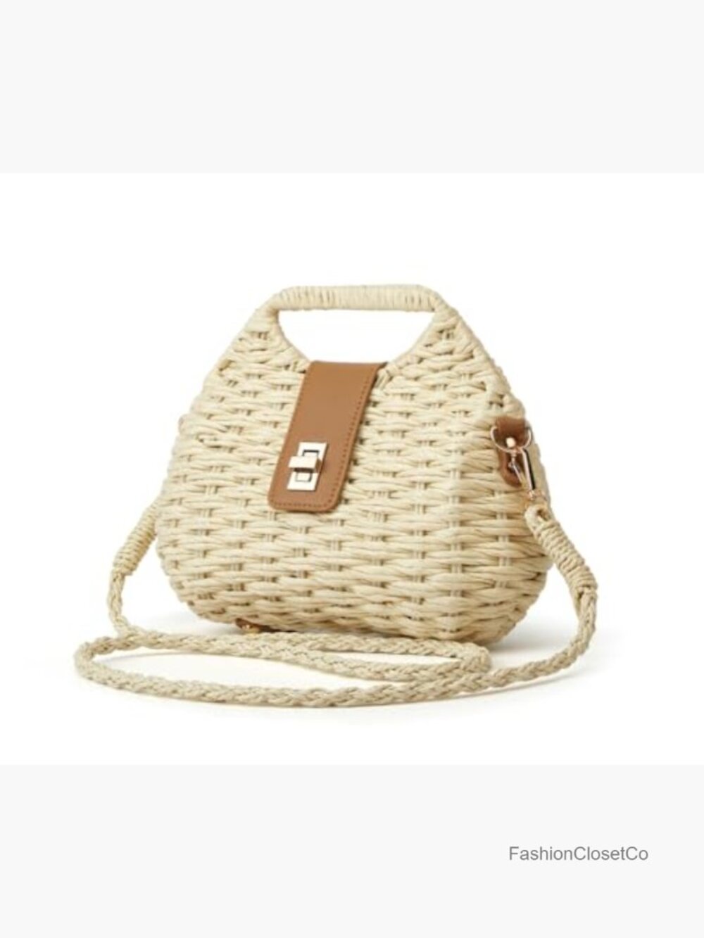 Straw Shoulder Handbag Beach Tote Crossbody Hobo Purse Summer - Picture 3 of 7
